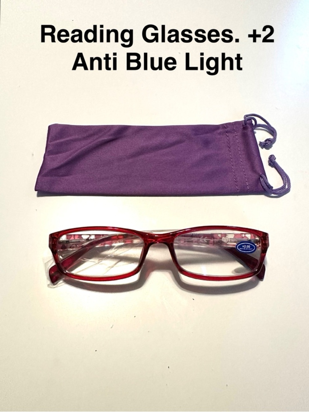 5/$15💥 Reading Glasses +2 Anti Blue Light Eyewear & Pouch 👓